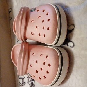 Womens Pink Banded Crocs Size 7
